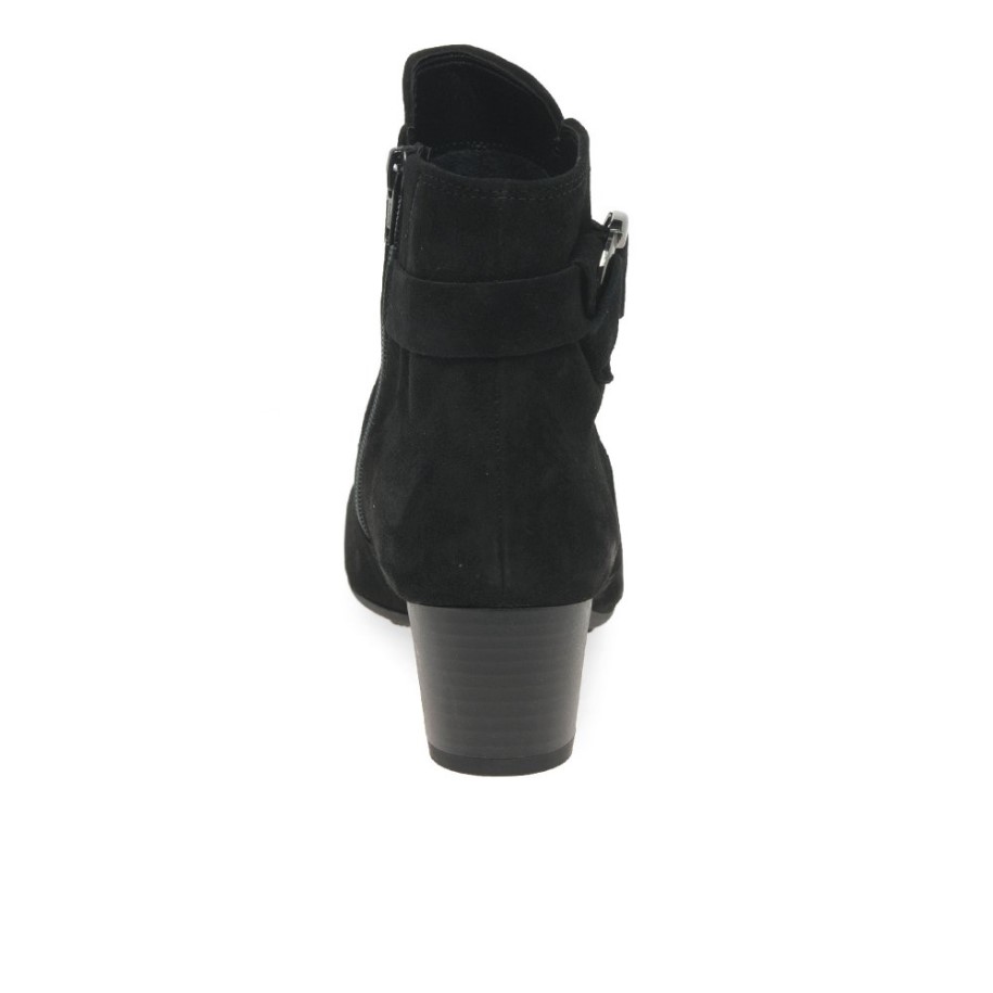 Gabor Black Suede Hemp Womens Ankle Boots