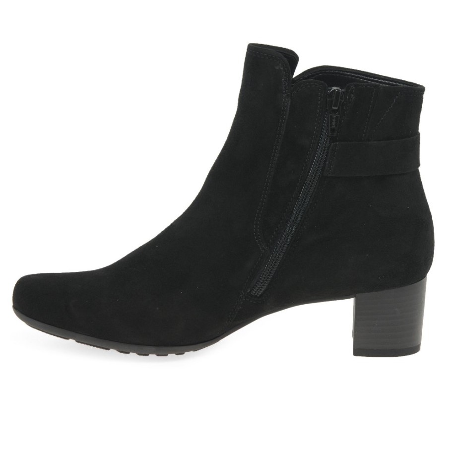 Gabor Black Suede Hemp Womens Ankle Boots