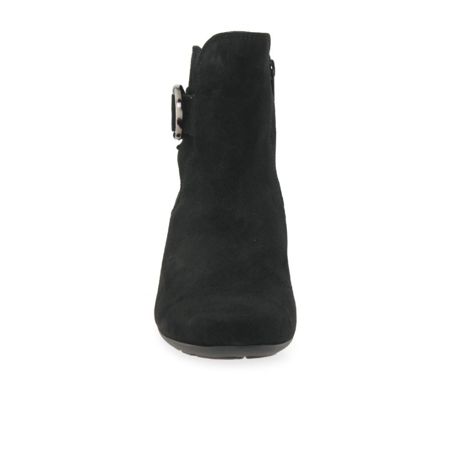 Gabor Black Suede Hemp Womens Ankle Boots
