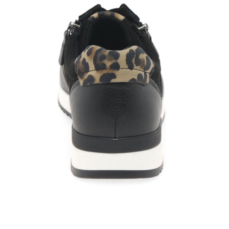 Gabor Black Suede/Leather/Leopard Lulea Womens Casual Trainers