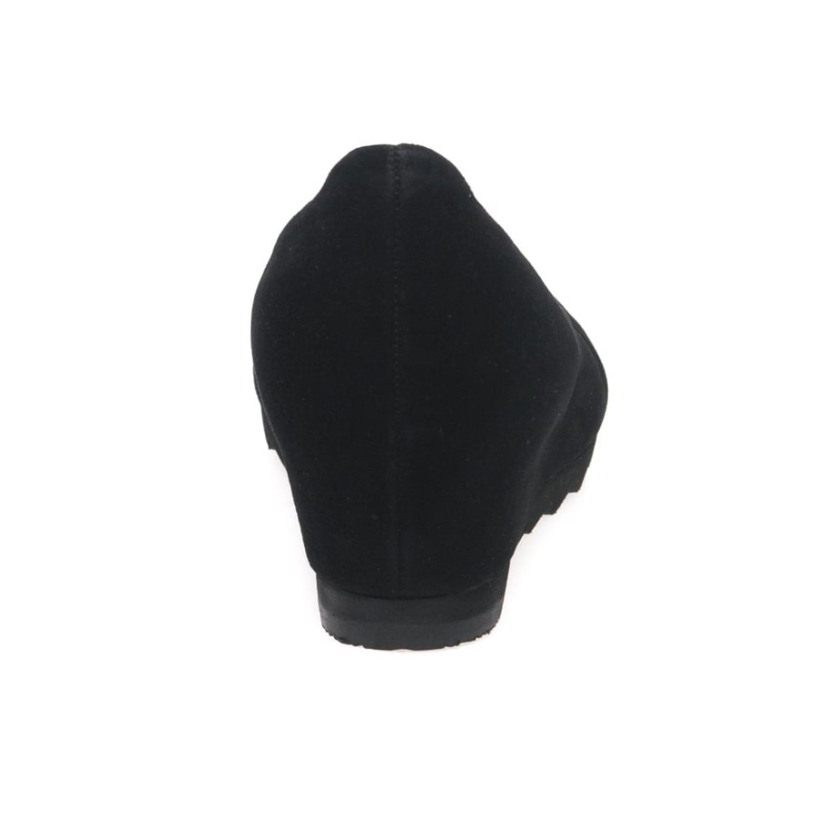 Gabor Black Suede Request Womens Modern Wedge Court Shoes