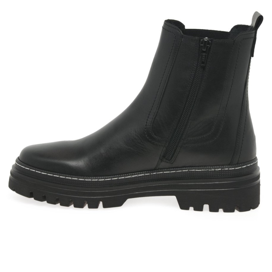 Gabor Gazania Womens Chelsea Boots Black/White Stitch