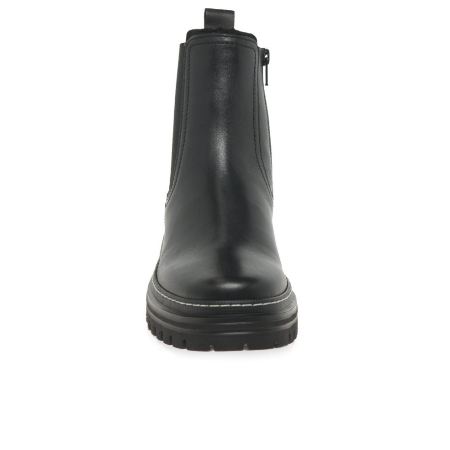 Gabor Gazania Womens Chelsea Boots Black/White Stitch