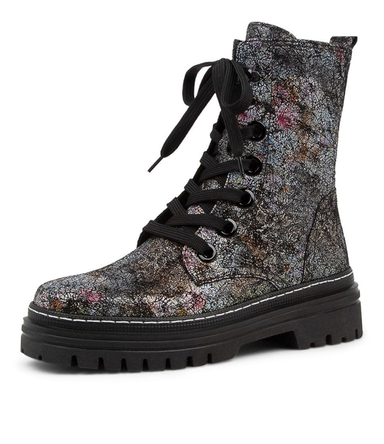 Gabor Hund Schwarz Multi Leather Calf Boots