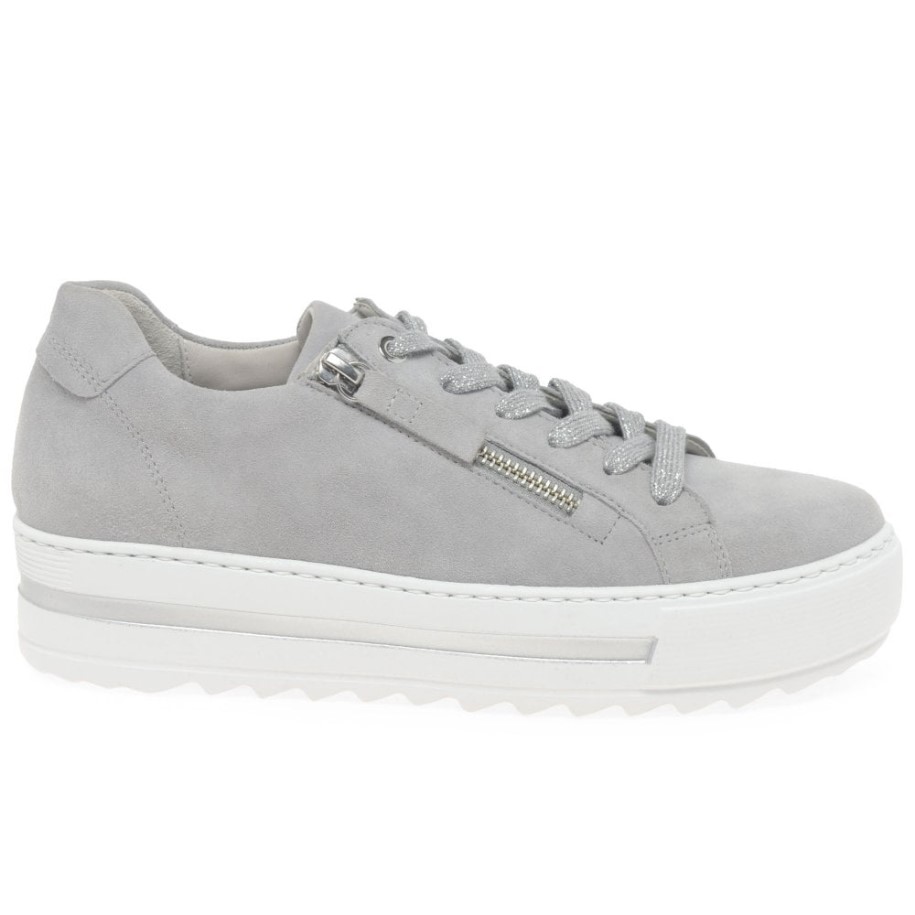 Gabor Light Grey Suede Heather Womens Casual Trainers