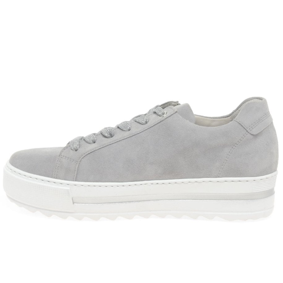 Gabor Light Grey Suede Heather Womens Casual Trainers