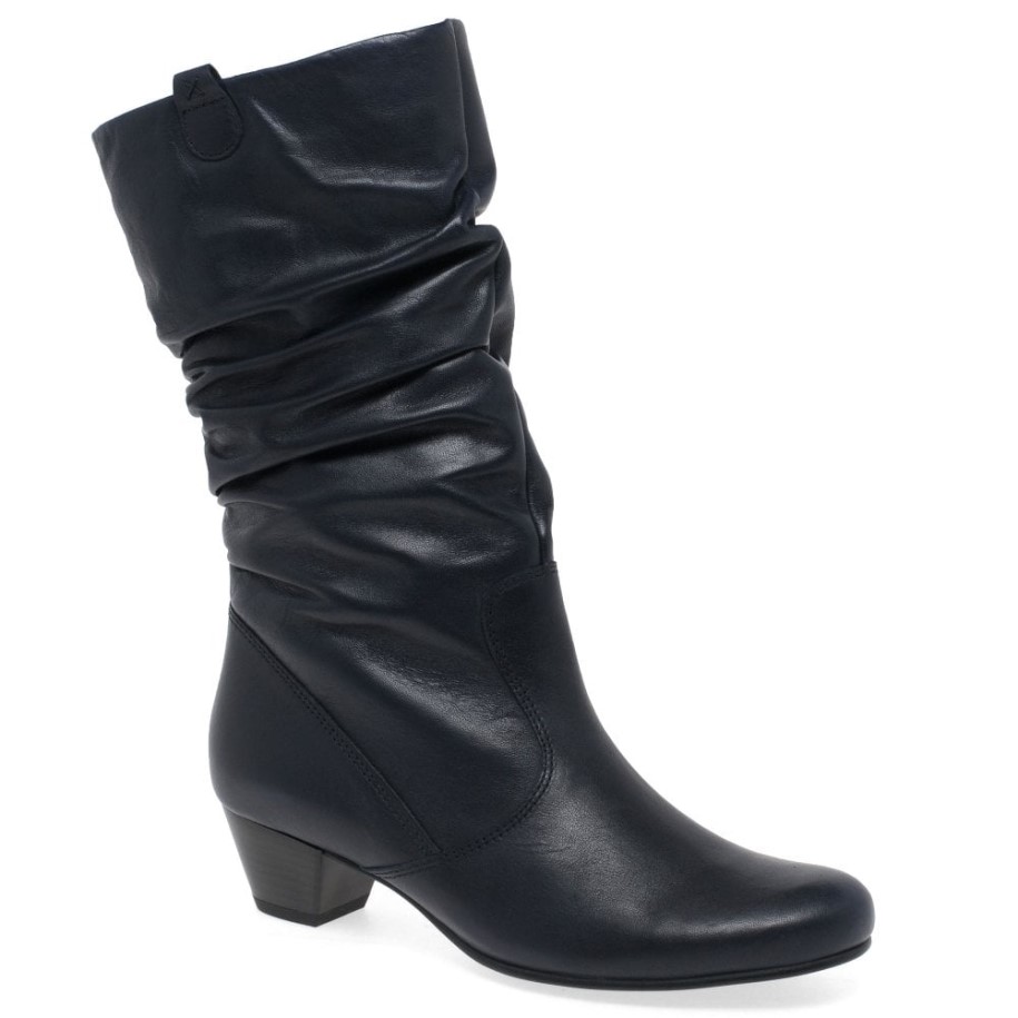 Gabor Rachel Leather Wide Fitting Boots in Midnight