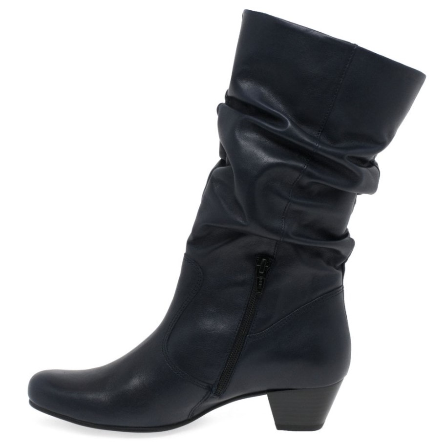 Gabor Rachel Leather Wide Fitting Boots in Midnight