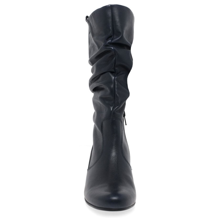Gabor Rachel Leather Wide Fitting Boots in Midnight