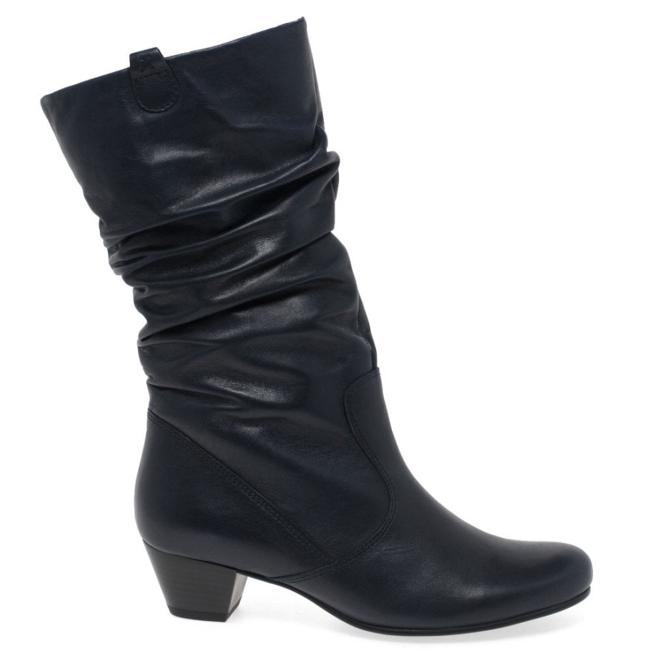 Gabor Rachel Leather Wide Fitting Boots in Midnight