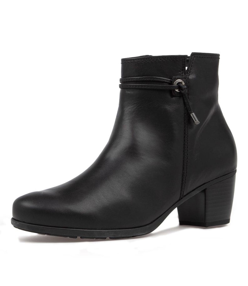 Gabor Rena Schwarz Leather Ankle Boots