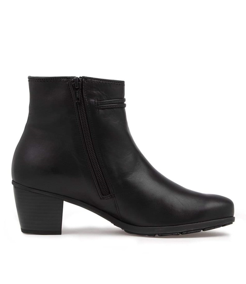 Gabor Rena Schwarz Leather Ankle Boots
