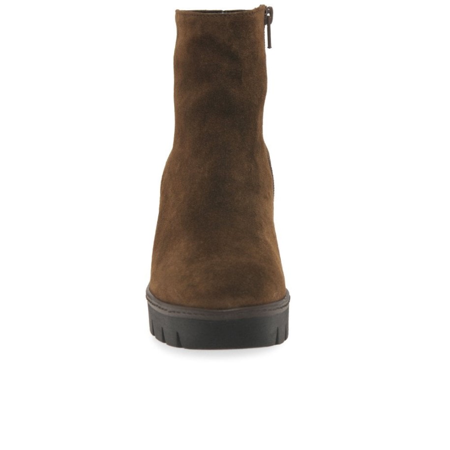 Gabor Whisky Suede Utopia Womens Chunky Wedge Heel Ankle Boots
