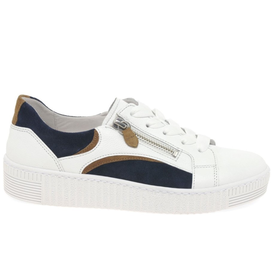 Gabor White/Marine Wemo Ladies Trainers