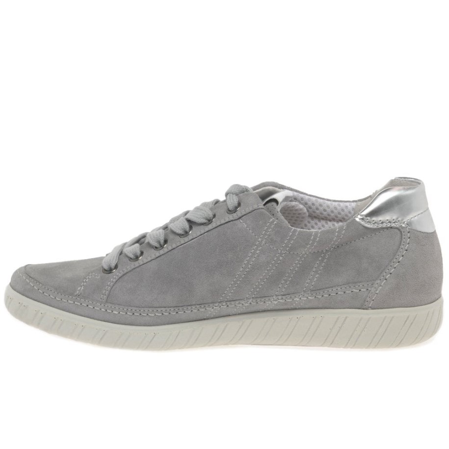 Grey Suede/Argento Gabor Amulet Womens Wide Fit Sneakers