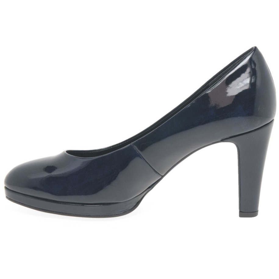 Marine Patent Gabor Splendid Womens High Heel Court Shoes