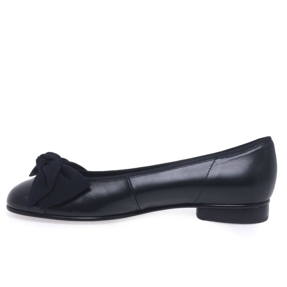 Navy Gabor Amy Bow Trim Womens Ballerina Pumps