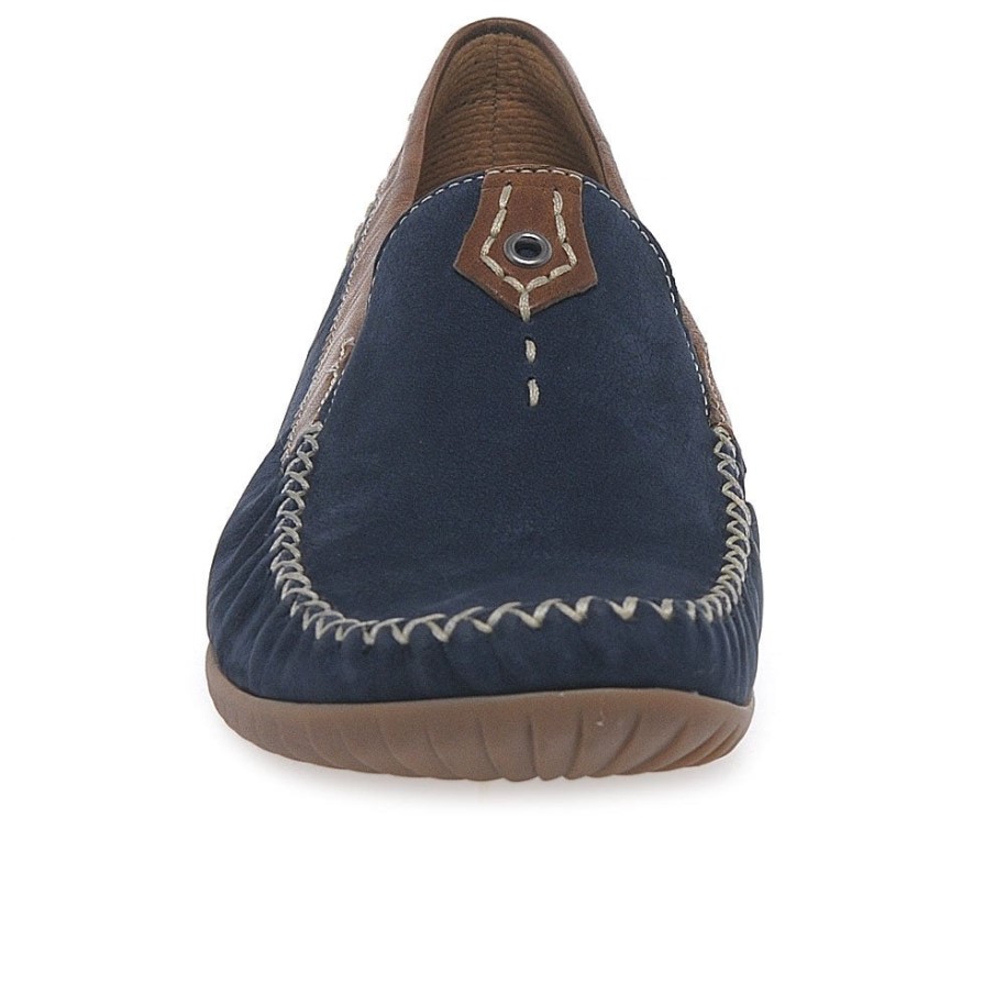 Navy Nubuck/Tan Gabor California Sporty Womens Moccasins