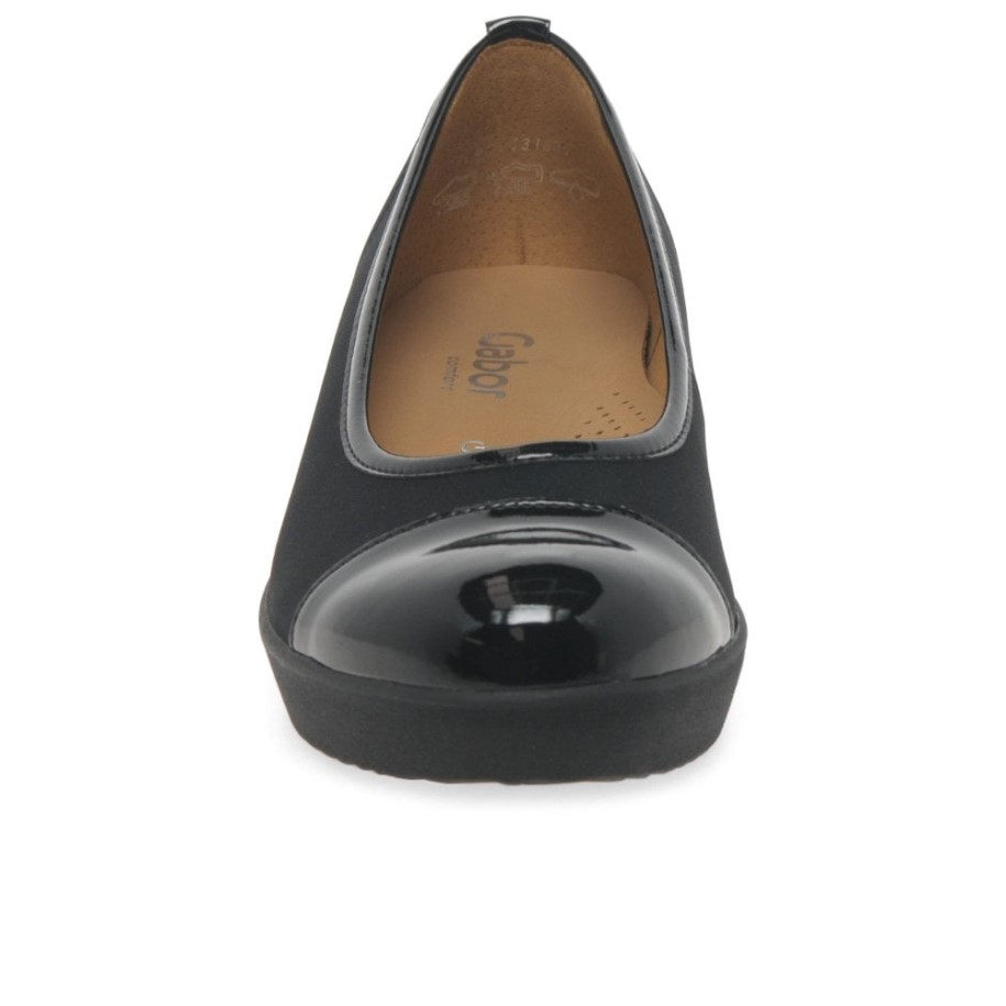 Orient Womens Wide Fit Casual Shoes Gabor Black Elastic/Patent