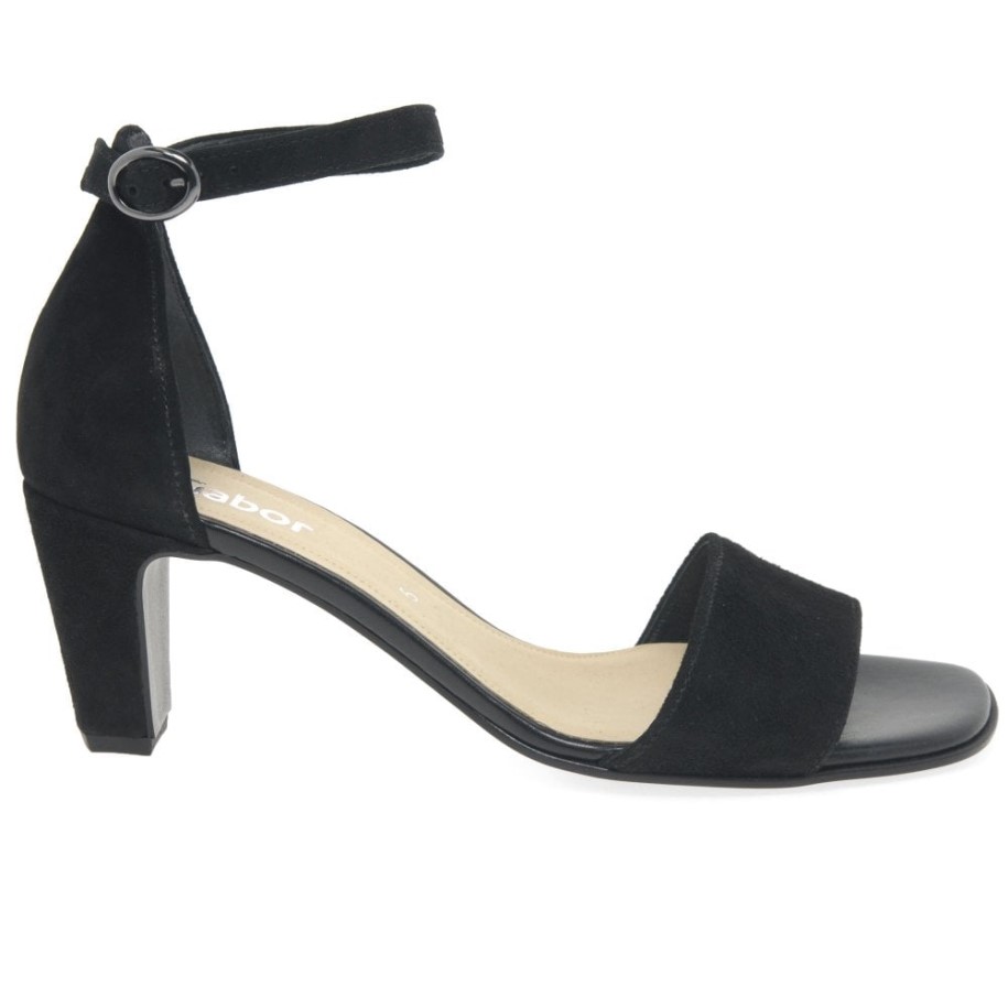 Unicorn Womens High Heeled Sandals Black Suede Gabor