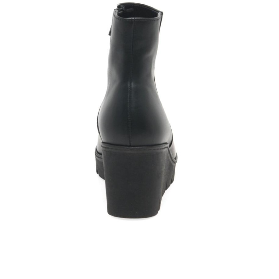 Utopia Womens Chunky Wedge Heel Ankle Boots Gabor Black