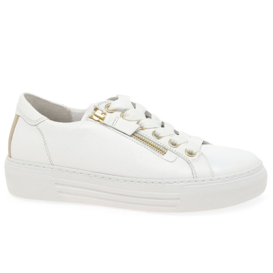 White/Platino Gabor Campus Womens Trainers