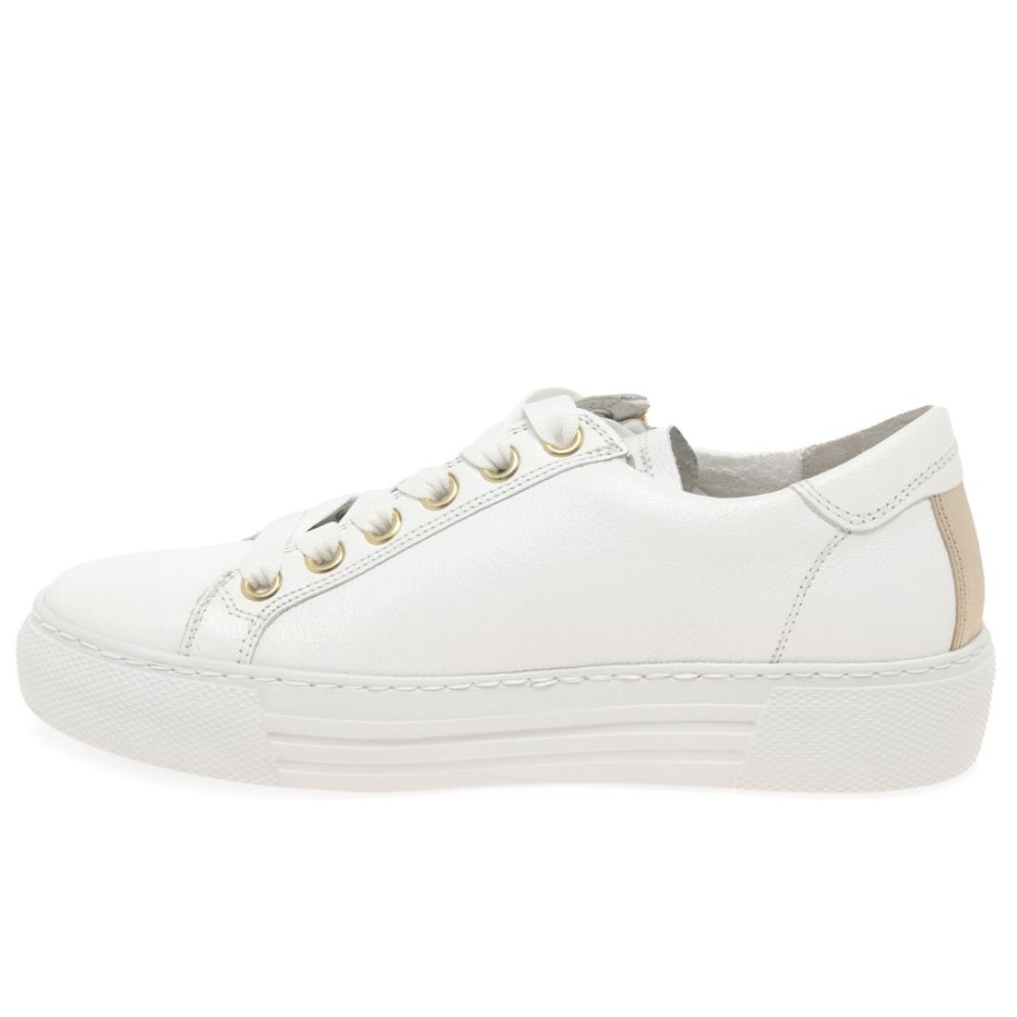White/Platino Gabor Campus Womens Trainers