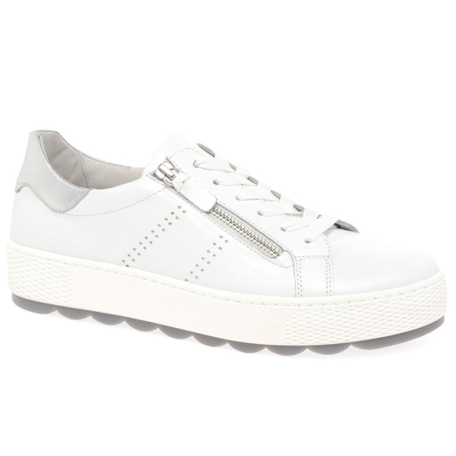 White/Silver Gabor Quench Womens Casual Trainers