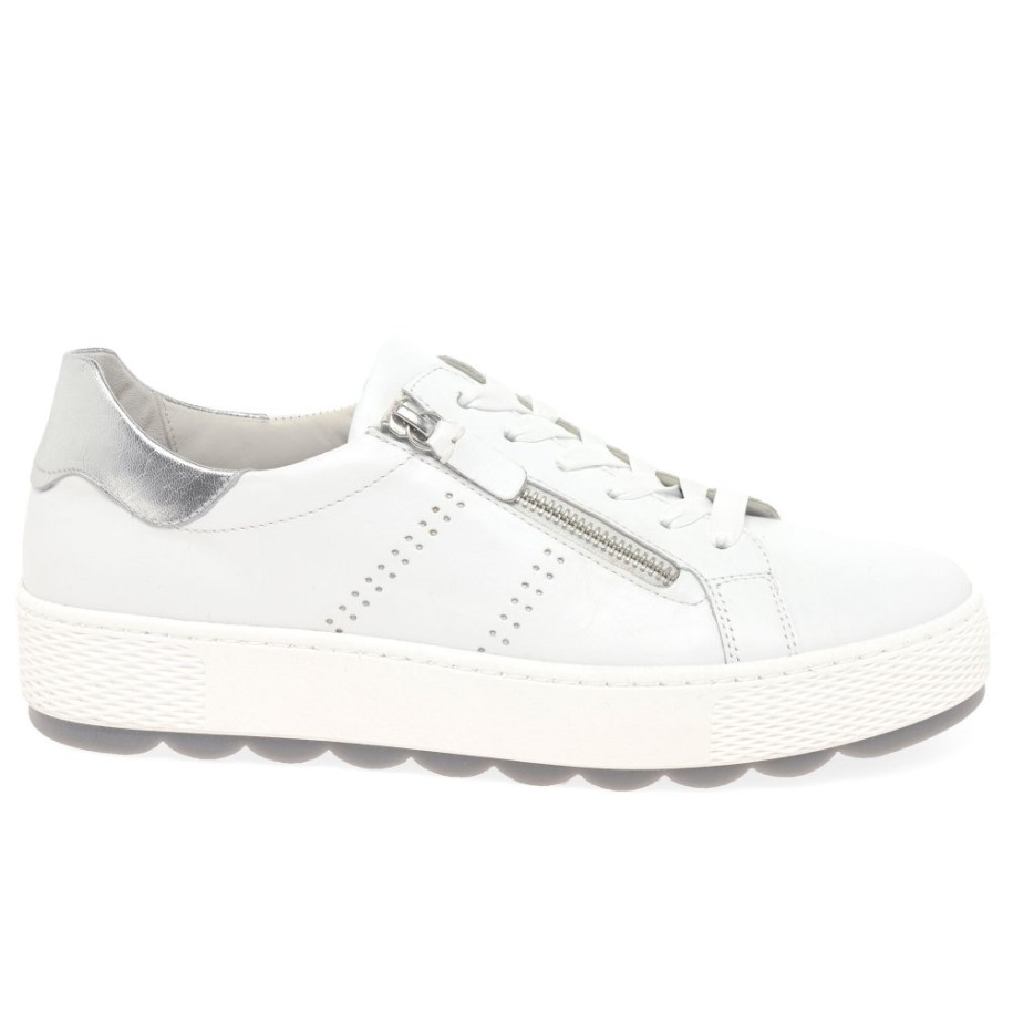 White/Silver Gabor Quench Womens Casual Trainers