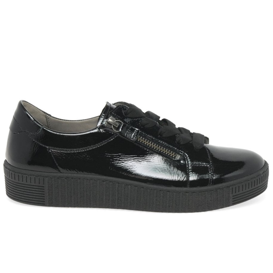 Wisdom Womens Casual Shoes Black Patent Gabor