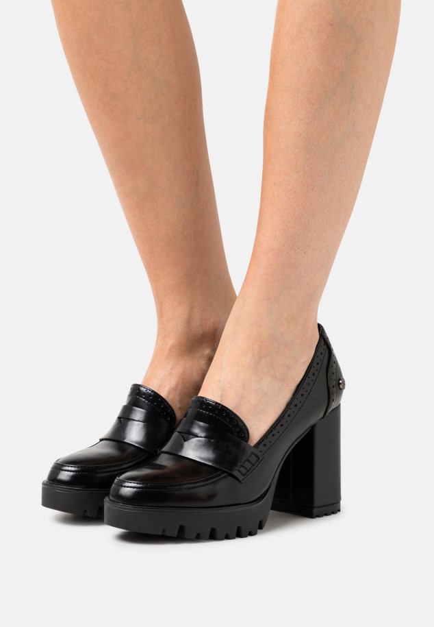 Black Gabor Platform Heels