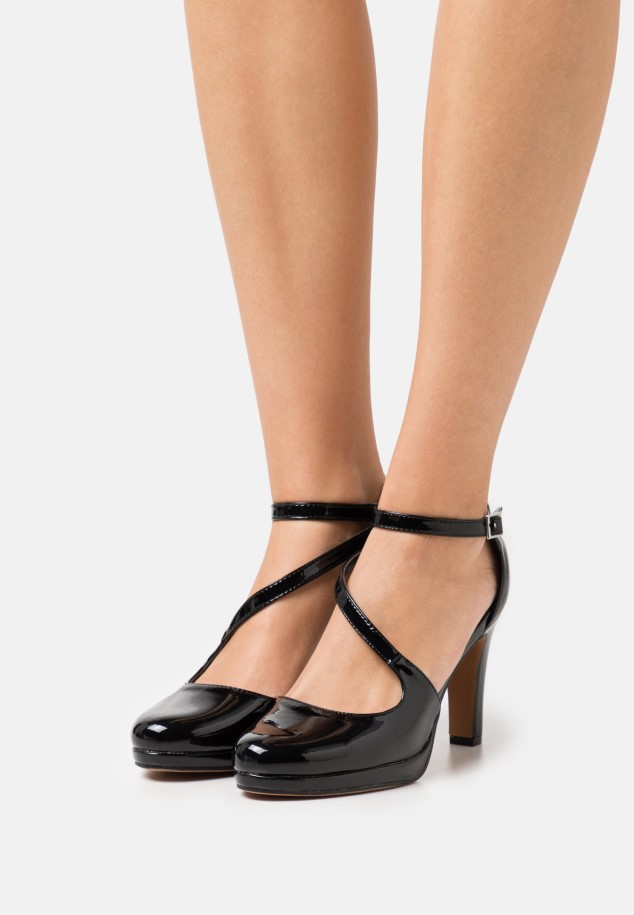 Black Gabor Platform Heels