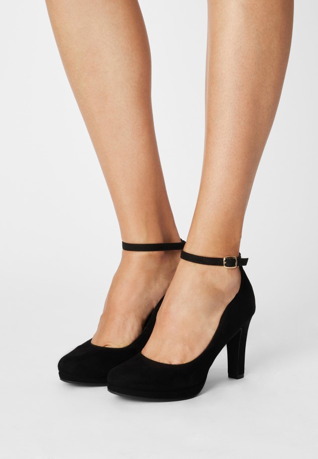 Black Gabor Platform Heels