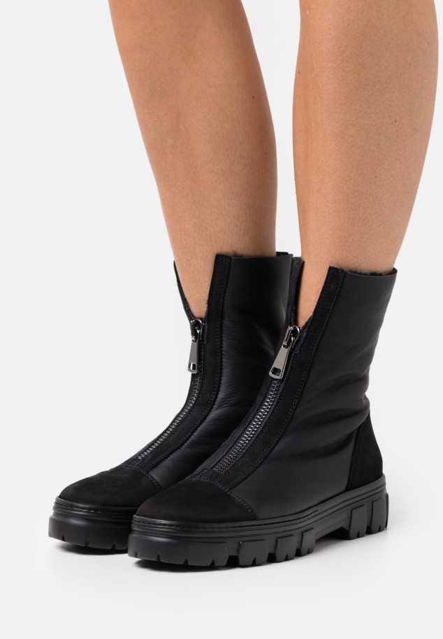 Black Gabor Lace-Up Ankle Boots