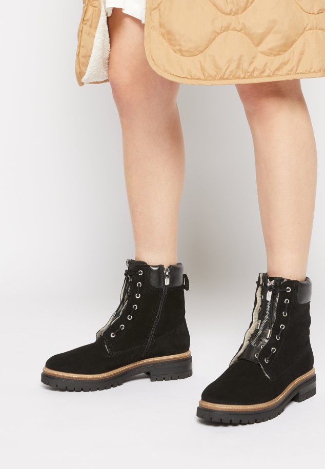 Black Gabor Lace-Up Ankle Boots