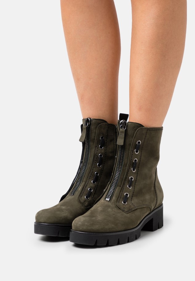 Green Army Gabor Platform Ankle Boots