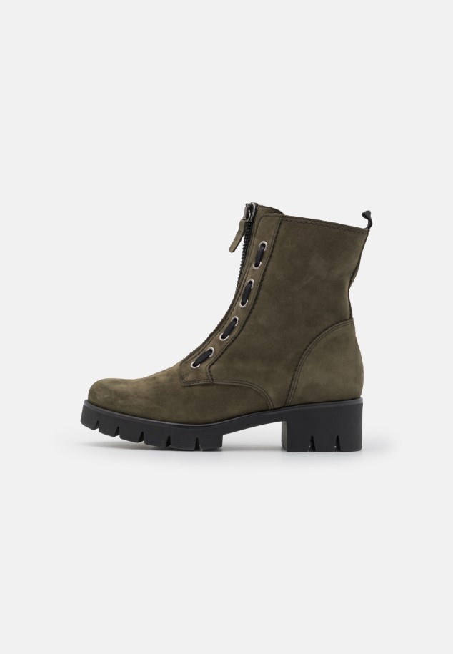 Green Army Gabor Platform Ankle Boots
