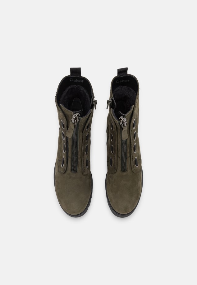 Green Army Gabor Platform Ankle Boots