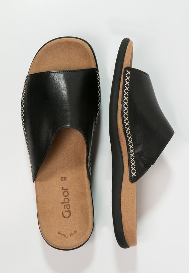 Black Gabor Mules
